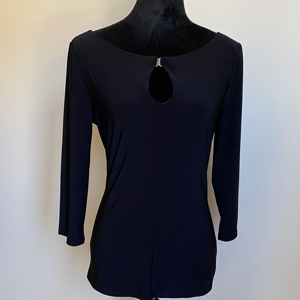 White House Black Market Keyhole Black Blouse